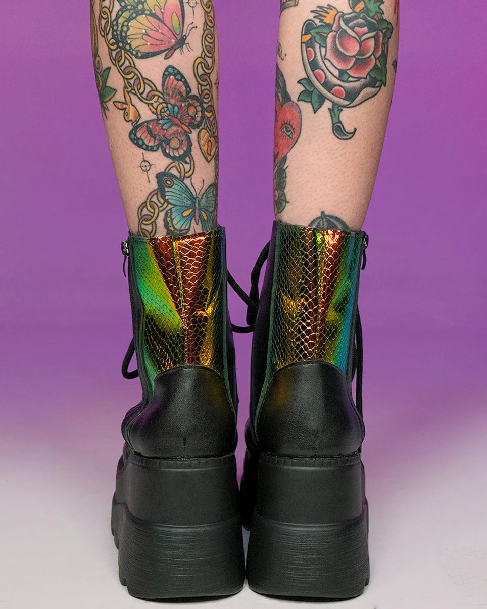 Golden Viper Black Platform Boots